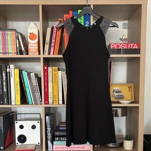 Sandro Black Mini Dress with Beaded Shoulders